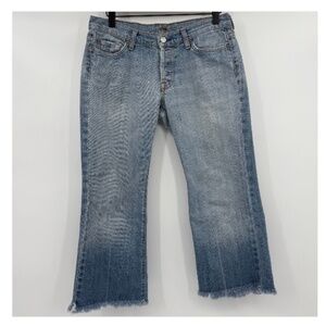 7 For All Mankind Jeans Women 28 Blue Boy Cut Cropped Flare Denim Button Fly